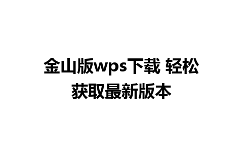 金山版wps下载 轻松获取最新版本