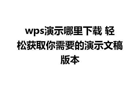 wps演示哪里下载 轻松获取你需要的演示文稿版本