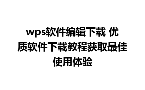 wps软件编辑下载 优质软件下载教程获取最佳使用体验