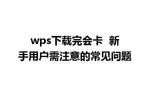 wps下载完会卡  新手用户需注意的常见问题