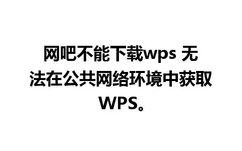 网吧不能下载wps 无法在公共网络环境中获取WPS。