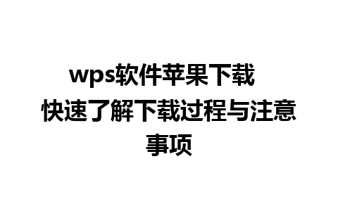 wps软件苹果下载  快速了解下载过程与注意事项