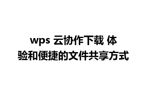 wps 云协作下载 体验和便捷的文件共享方式