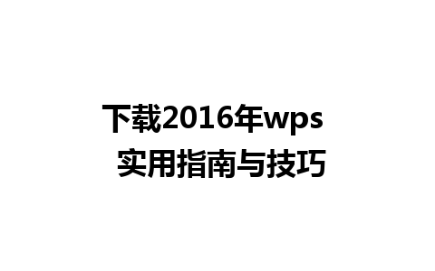 下载2016年wps  实用指南与技巧