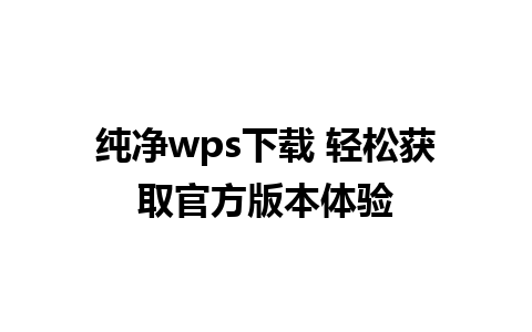 纯净wps下载 轻松获取官方版本体验