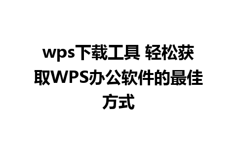 wps下载工具 轻松获取WPS办公软件的最佳方式