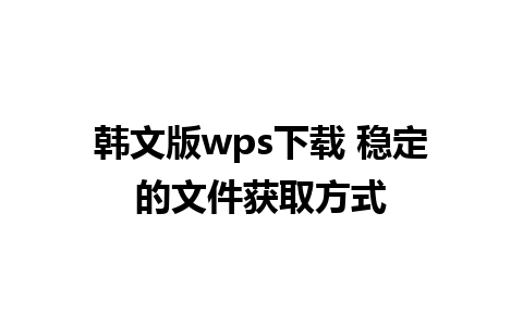 韩文版wps下载 稳定的文件获取方式