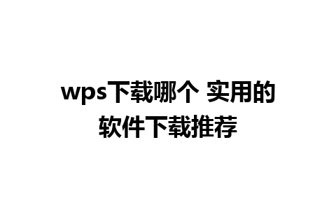 wps下载哪个 实用的软件下载推荐