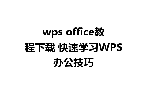 wps office教程下载 快速学习WPS办公技巧