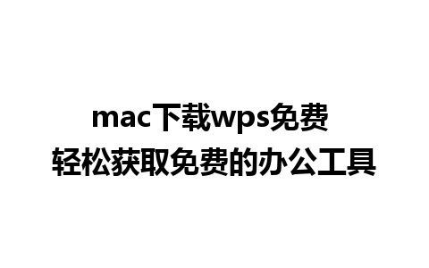 mac下载wps免费 轻松获取免费的办公工具