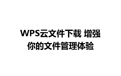 WPS云文件下载 增强你的文件管理体验