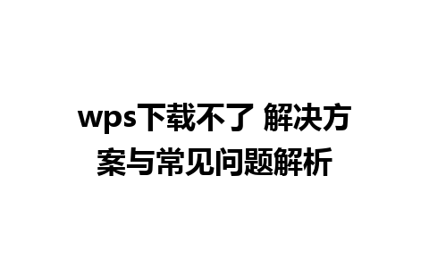 wps下载不了 解决方案与常见问题解析