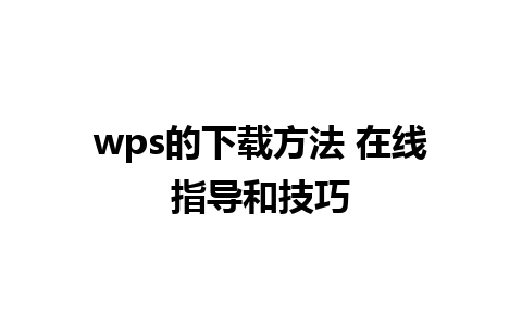 wps的下载方法 在线指导和技巧