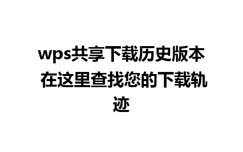 wps共享下载历史版本 在这里查找您的下载轨迹