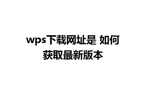 wps下载网址是 如何获取最新版本