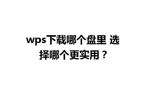 wps下载哪个盘里 选择哪个更实用？