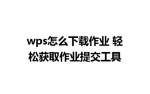 wps怎么下载作业 轻松获取作业提交工具