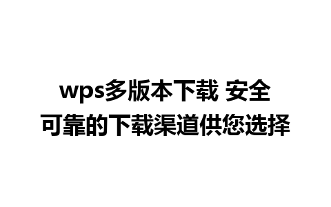 wps多版本下载 安全可靠的下载渠道供您选择