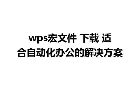 wps宏文件 下载 适合自动化办公的解决方案