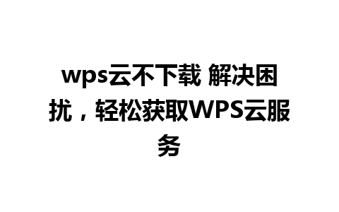 wps云不下载 解决困扰，轻松获取WPS云服务