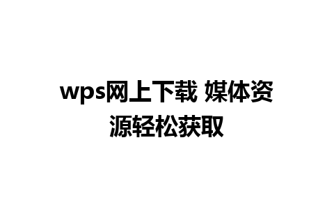 wps网上下载 媒体资源轻松获取