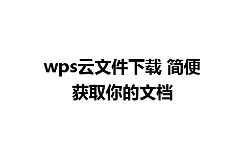 wps云文件下载 简便获取你的文档