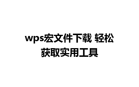 wps宏文件下载 轻松获取实用工具