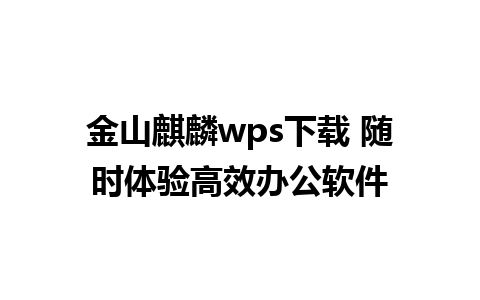 金山麒麟wps下载 随时体验高效办公软件