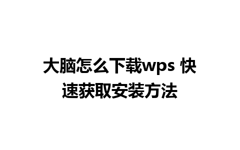 大脑怎么下载wps 快速获取安装方法