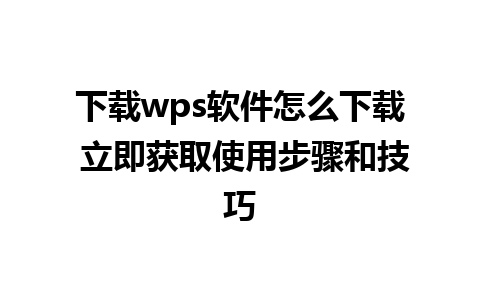 下载wps软件怎么下载 立即获取使用步骤和技巧