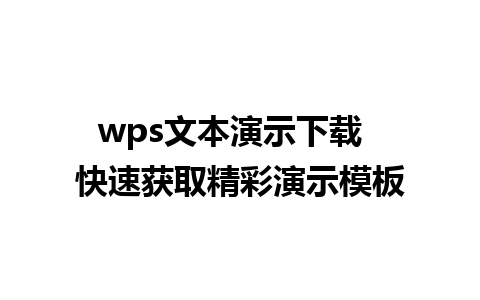 wps文本演示下载  快速获取精彩演示模板