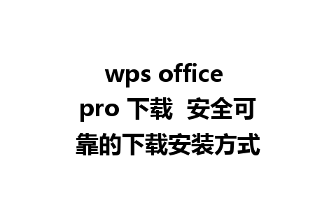 wps office pro 下载  安全可靠的下载安装方式