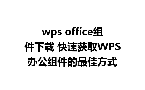 wps office组件下载 快速获取WPS办公组件的最佳方式