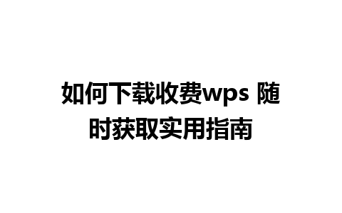 如何下载收费wps 随时获取实用指南