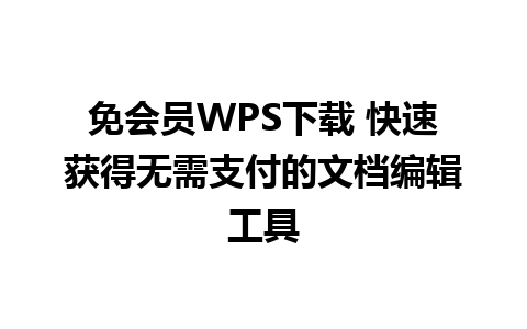 免会员WPS下载 快速获得无需支付的文档编辑工具