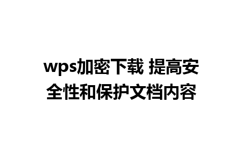 wps加密下载 提高安全性和保护文档内容