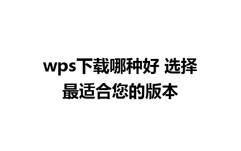 wps下载哪种好 选择最适合您的版本