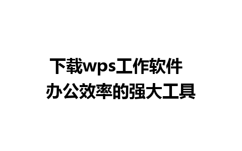 下载wps工作软件  办公效率的强大工具