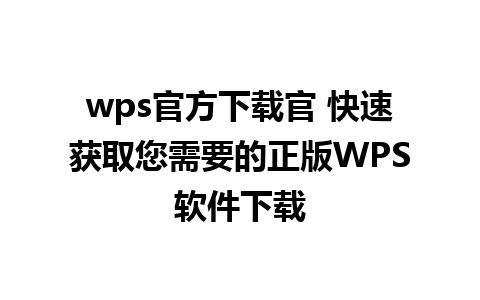 wps官方下载官 快速获取您需要的正版WPS软件下载