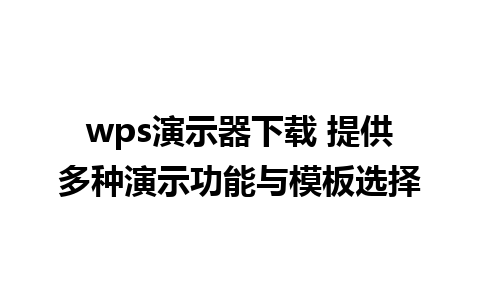 wps演示器下载 提供多种演示功能与模板选择