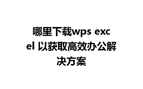 哪里下载wps excel 以获取高效办公解决方案