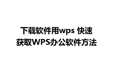 下载软件用wps 快速获取WPS办公软件方法