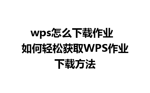 wps怎么下载作业  如何轻松获取WPS作业下载方法