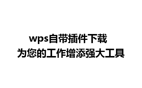 wps自带插件下载  为您的工作增添强大工具