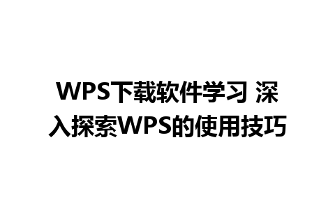 WPS下载软件学习 深入探索WPS的使用技巧