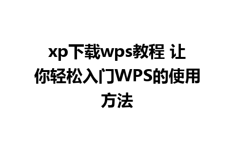 xp下载wps教程 让你轻松入门WPS的使用方法