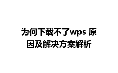 为何下载不了wps 原因及解决方案解析