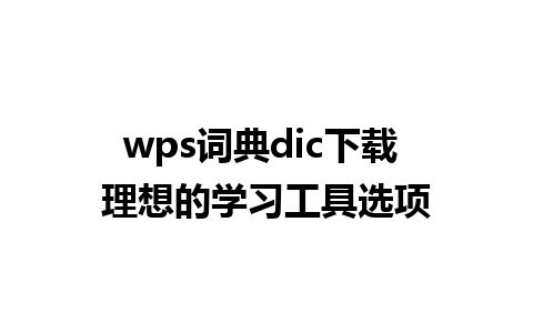 wps词典dic下载 理想的学习工具选项