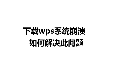 下载wps系统崩溃  如何解决此问题