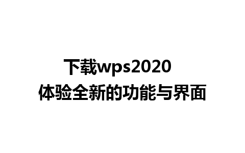 下载wps2020  体验全新的功能与界面